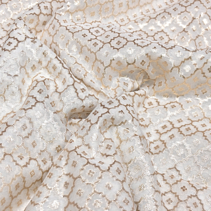 Banarasi Chanderi Gold Mat Zari Fabric – Premium Designer Ethnic Wear Fabric 000313-3