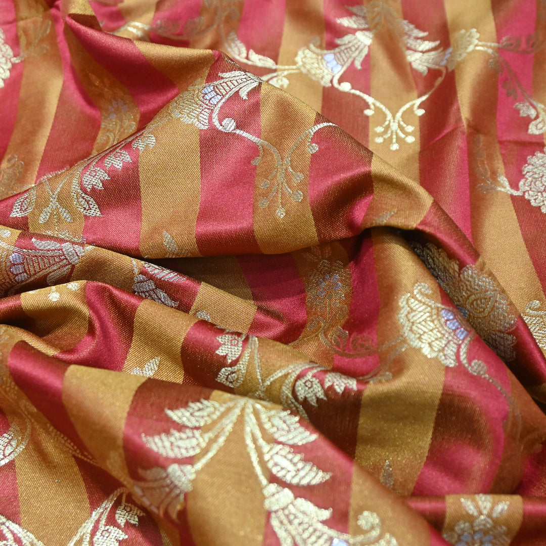 Maroon Mina Zari Brocade Fabric