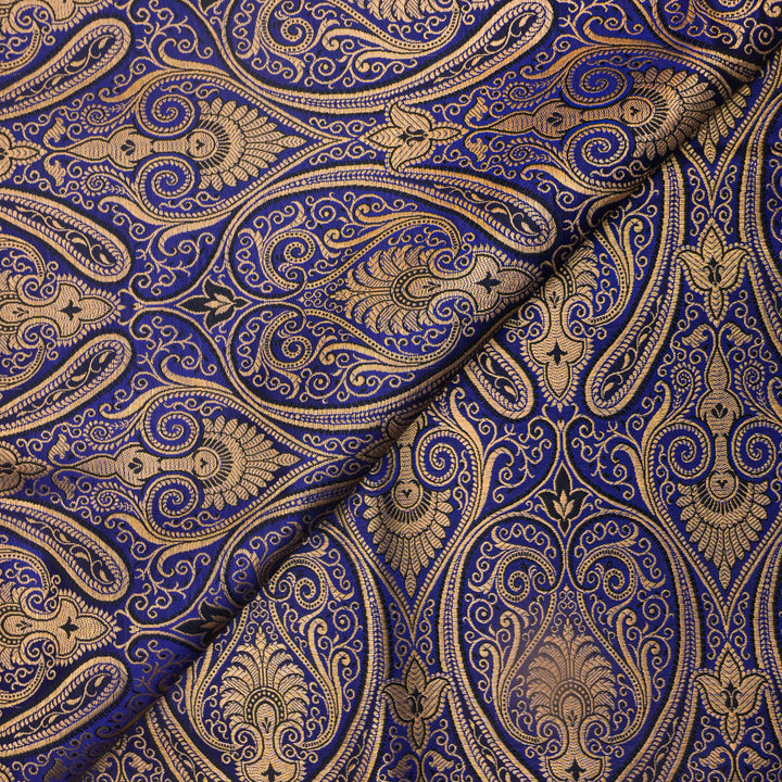 Royal Blue Brocade with Metallic Gold Weave | 100-23-113