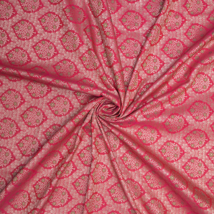 Hot Pink Brocade with allover Meena Zari Embroidery