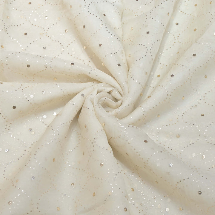 28gm Organza Zaal Mukaish Hand Work Fabrics