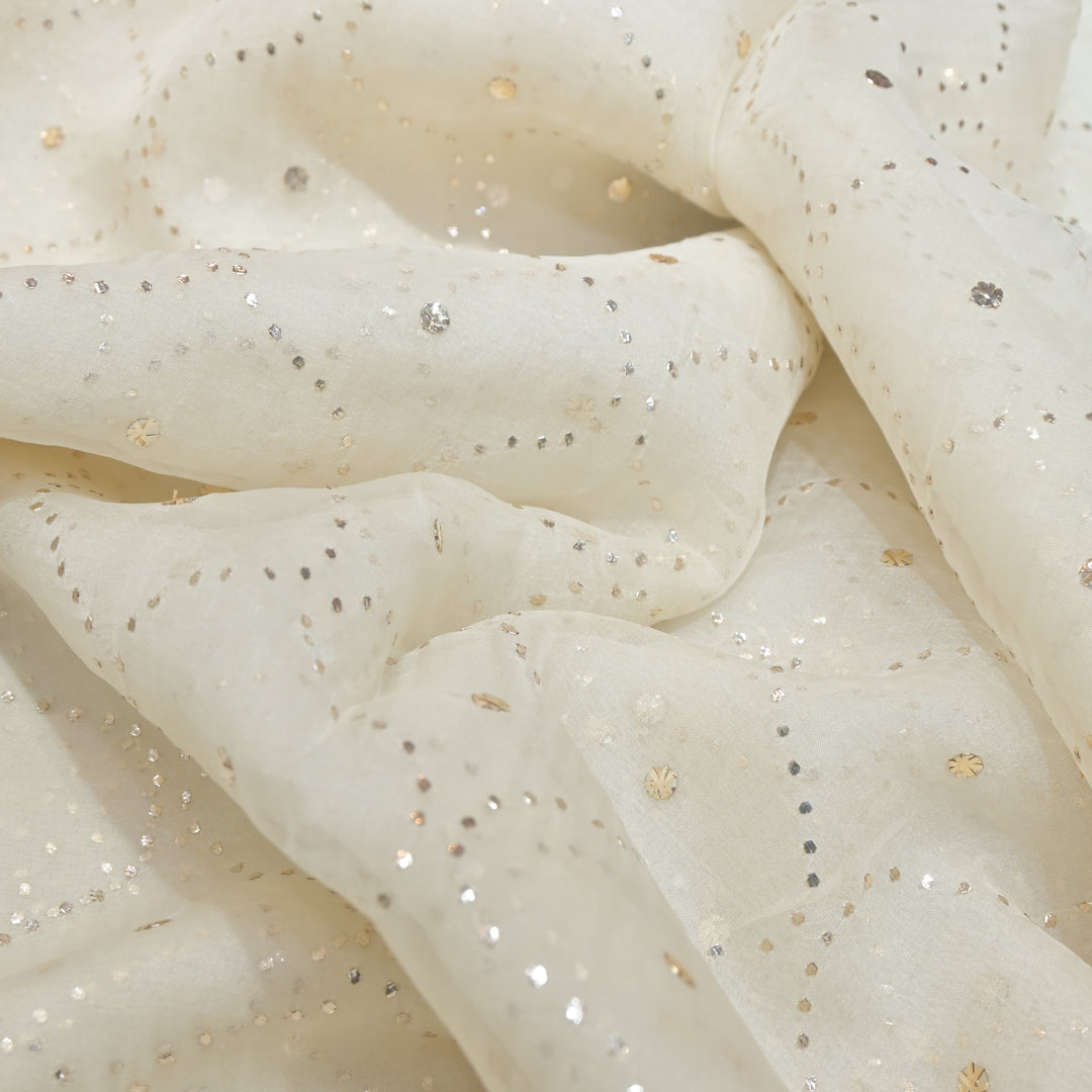 28gm Organza Zaal Mukaish Hand Work Fabrics