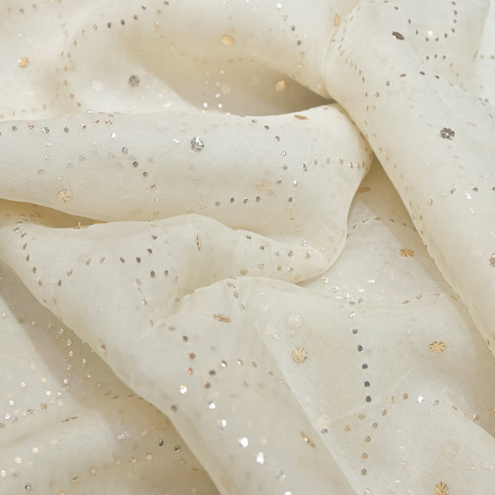 28gm Organza Zaal Mukaish Hand Work Fabrics