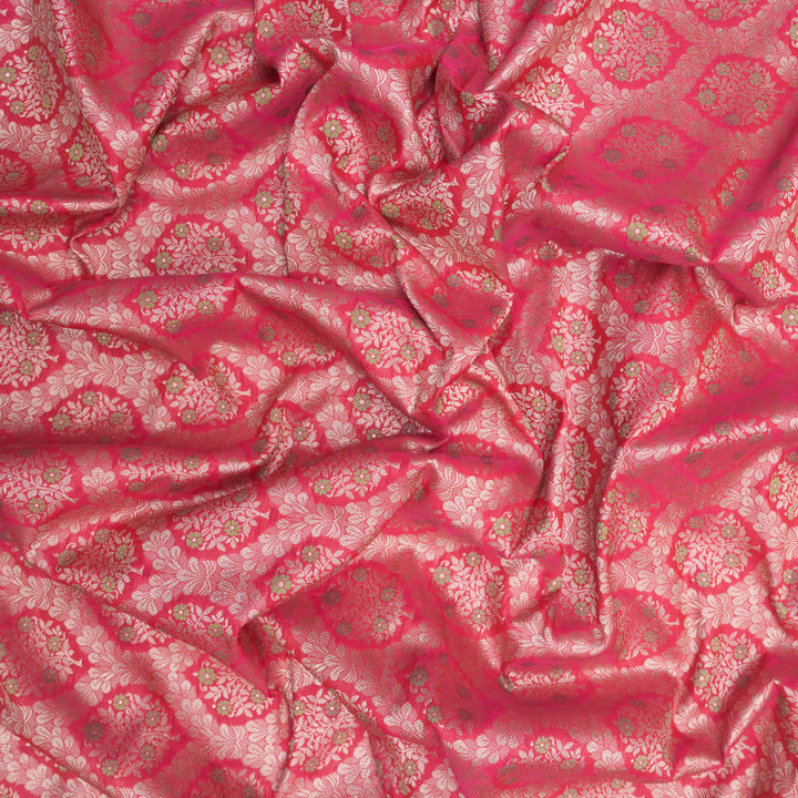 Hot Pink Brocade with allover Meena Zari Embroidery