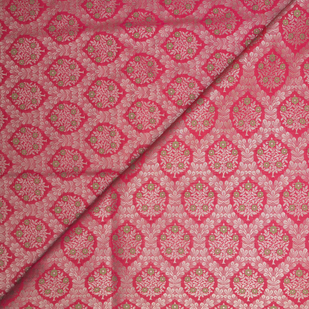 Hot Pink Brocade with allover Meena Zari Embroidery