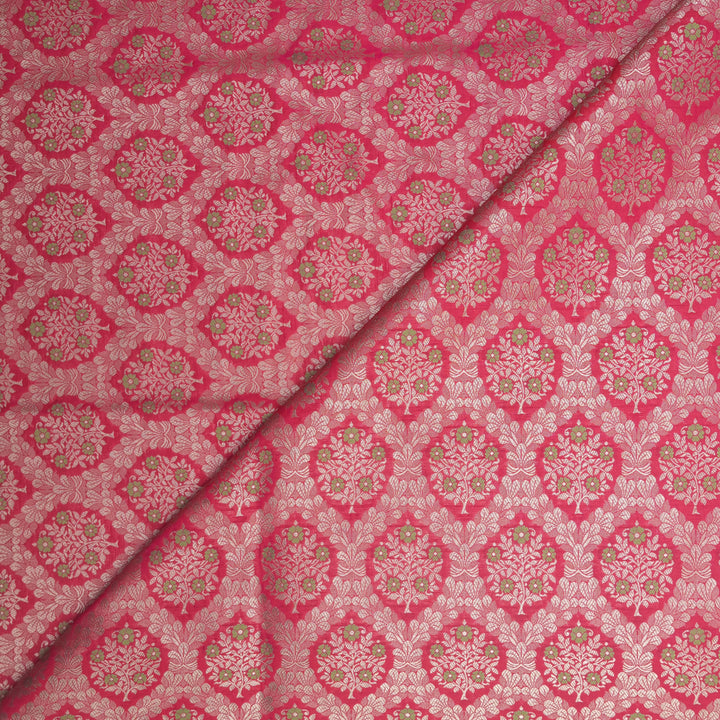 Hot Pink Brocade with allover Meena Zari Embroidery