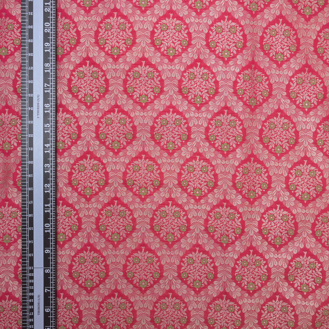 Hot Pink Brocade with allover Meena Zari Embroidery