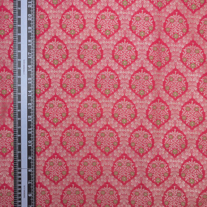 Hot Pink Brocade with allover Meena Zari Embroidery