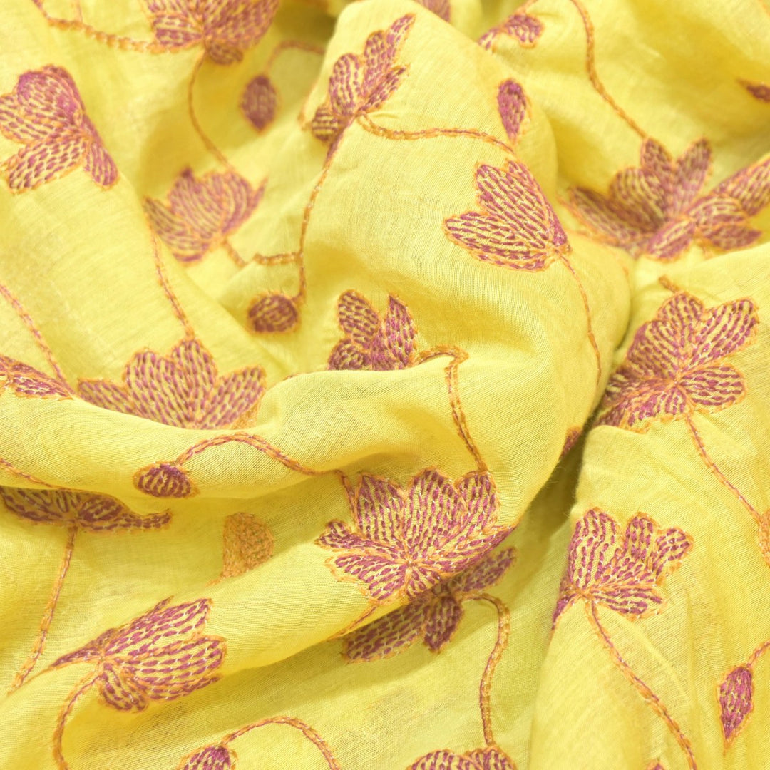 Dyed Mul Chanderi Thread Embroidery Fabrics