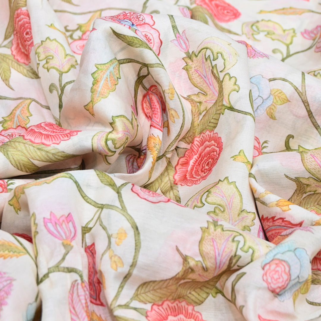 Multi Color Mul Chanderi Digital Print Fabric GT0185-5