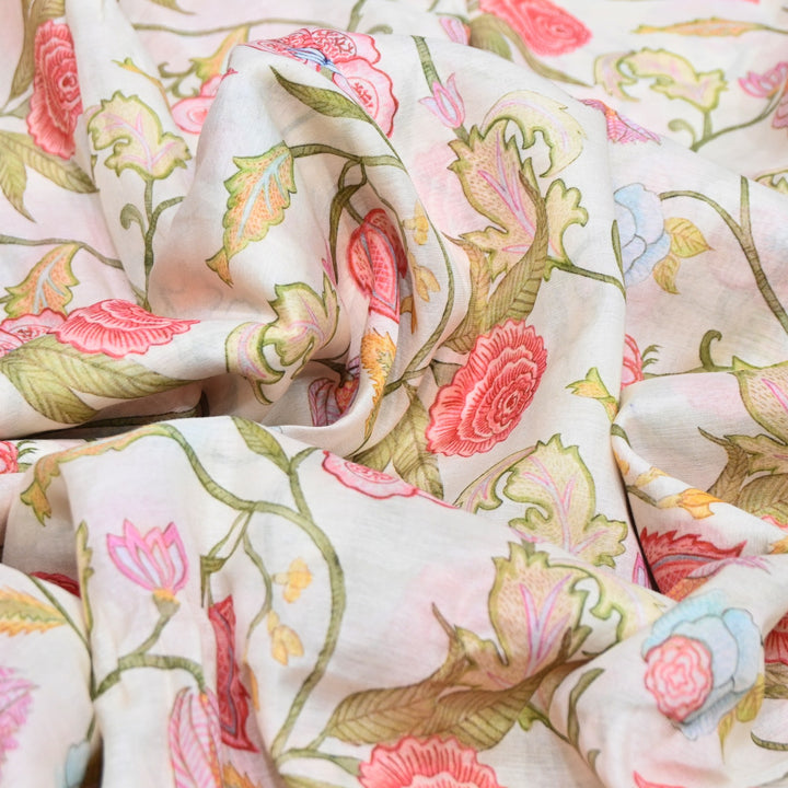 Multi Color Mul Chanderi Digital Print Fabric GT0185-5