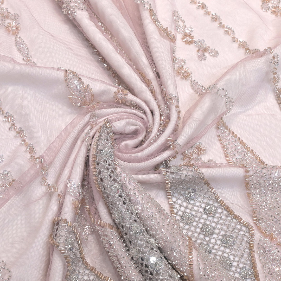 Imported Net Cutdana & Sequins Embroidery Fabric with Heavy Border