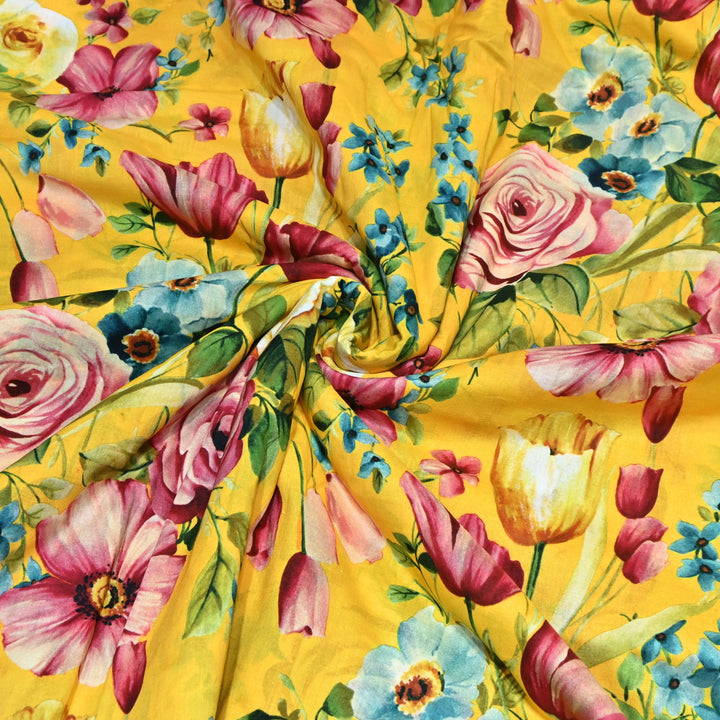 Designer Floral Cotton Digital Print Fabric-Soft Breathable Designer Cotton Fabric SNT165-7