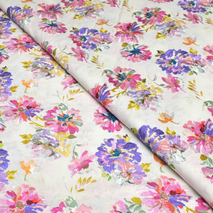 Moss Cotton Multi Thread Embroidery Fabrics