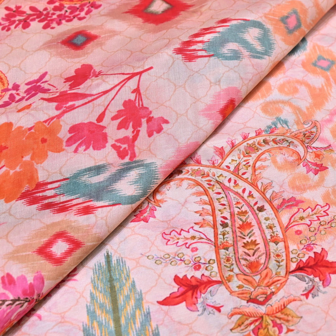 Multicolor Muslin Digital Print Fabric-KTP44-27