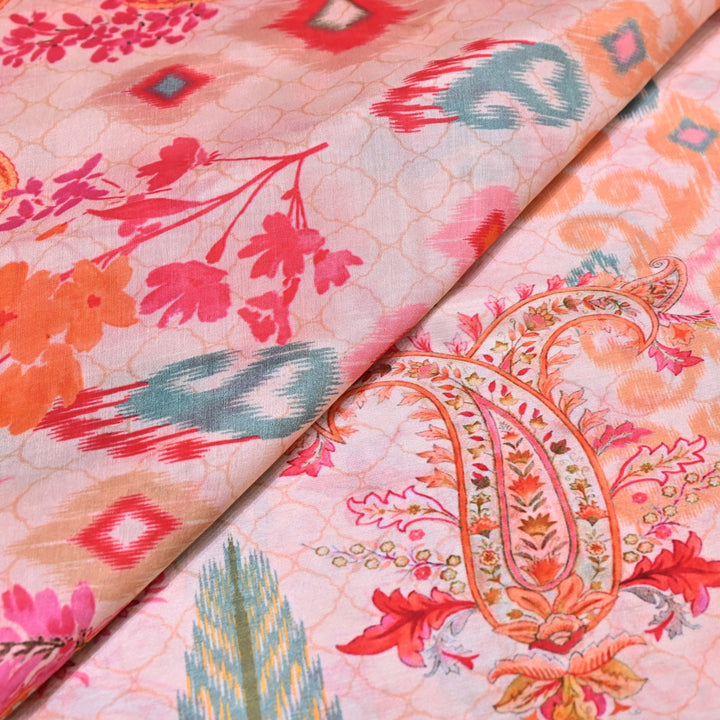 Multicolor Muslin Digital Print Fabric-KTP44-27