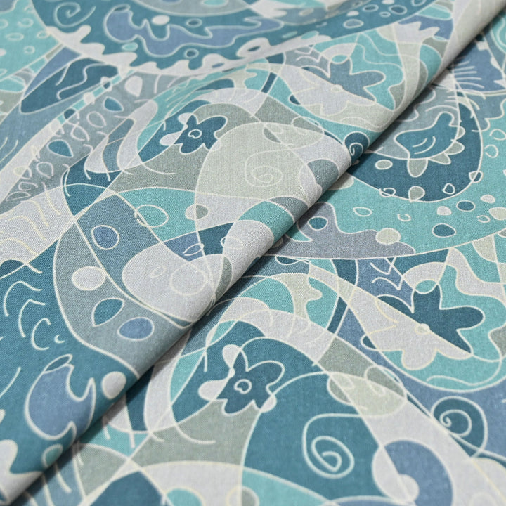 Sea Blue Omura Cotton Abstract Print