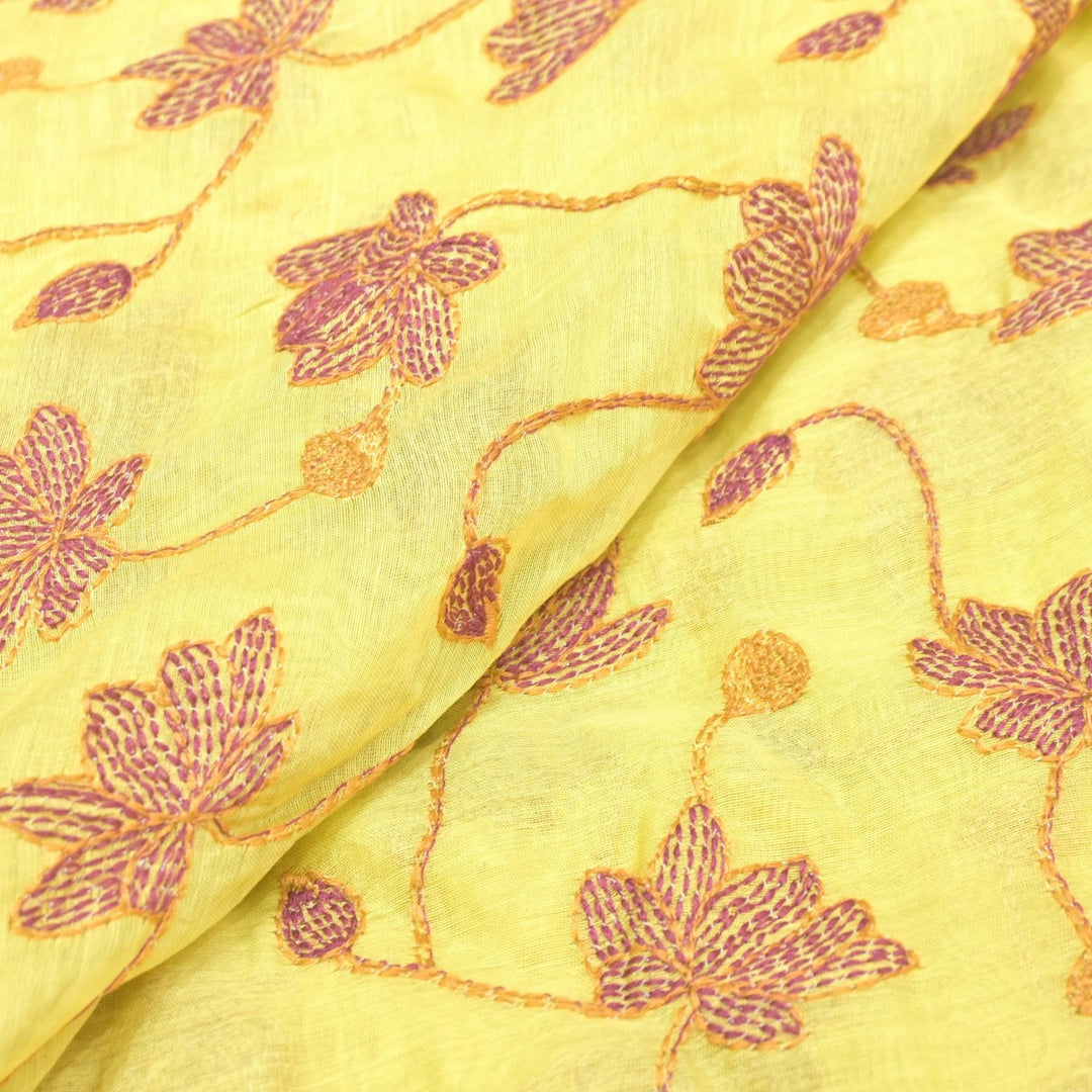 Dyed Mul Chanderi Thread Embroidery Fabrics