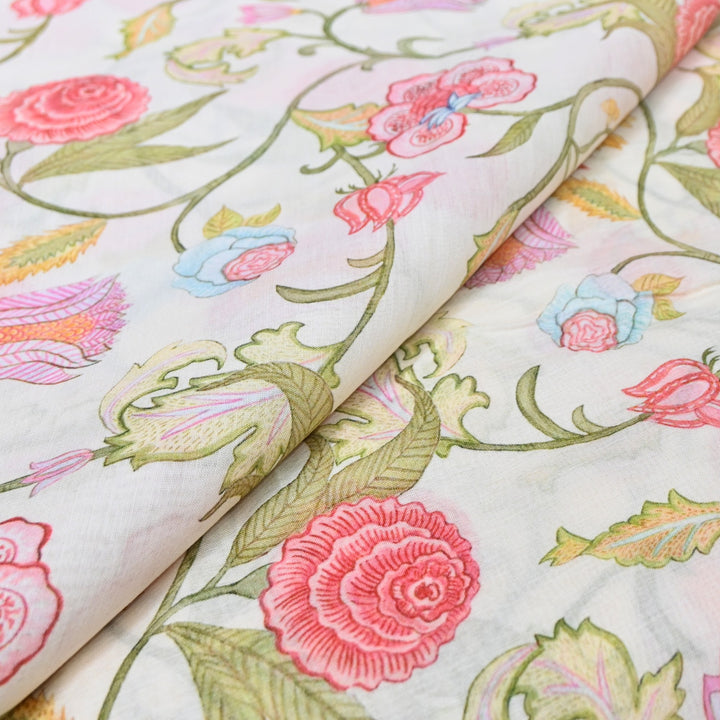 Multi Color Mul Chanderi Digital Print Fabric GT0185-5