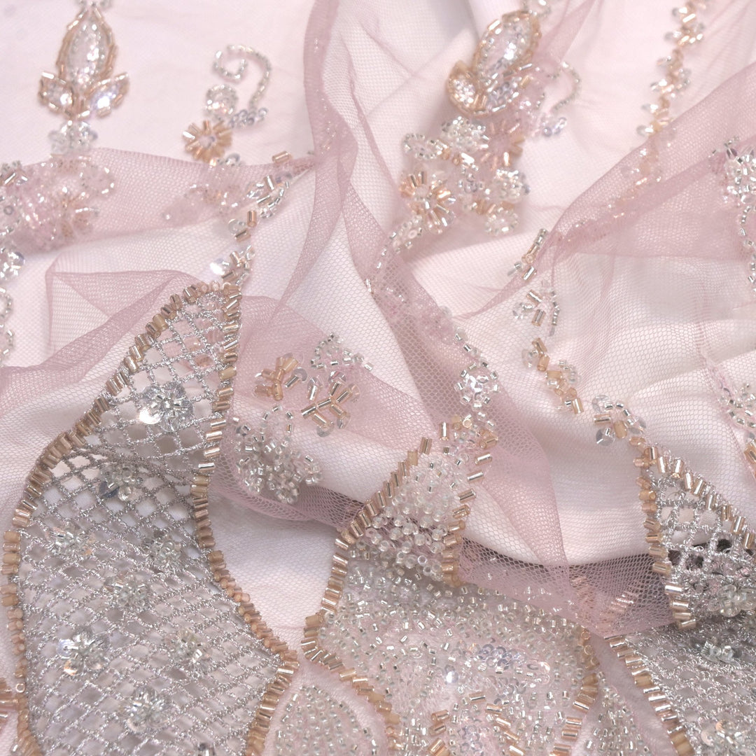 Imported Net Cutdana & Sequins Embroidery Fabric with Heavy Border