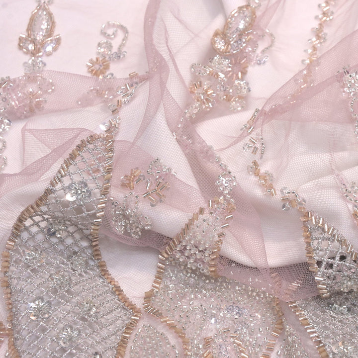 Imported Net Cutdana & Sequins Embroidery Fabric with Heavy Border