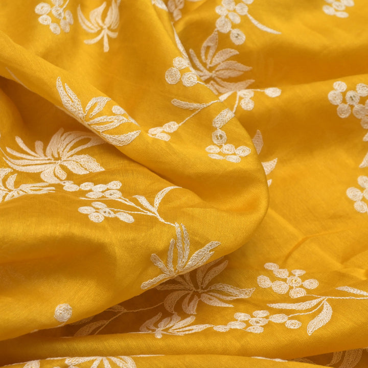 Silk Chanderi Thread Embroidery Fabrics