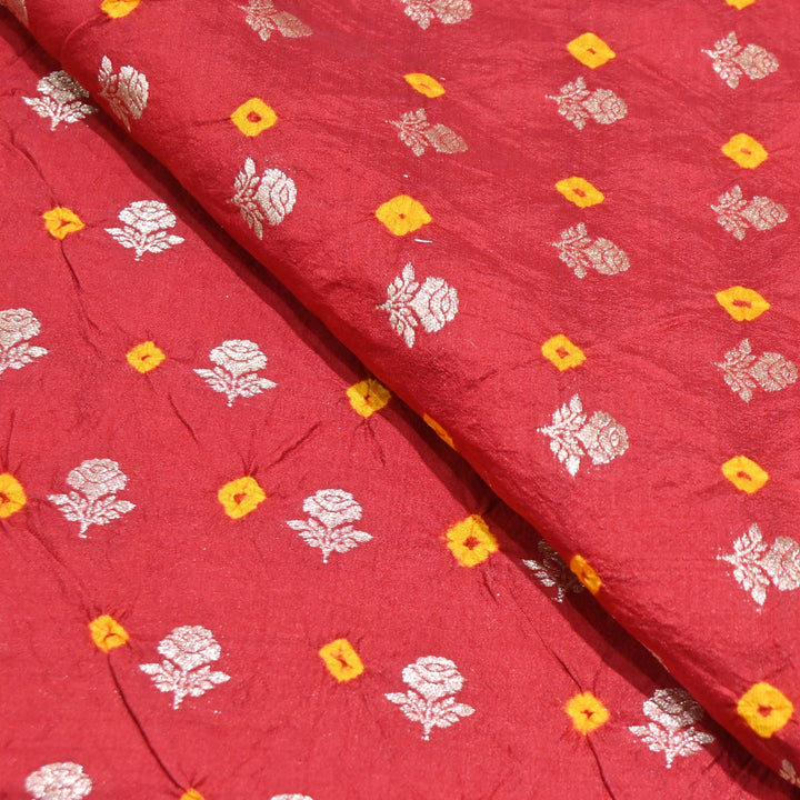 Pure Chiniya Silk Zari And Hand Bandhani Fabrics