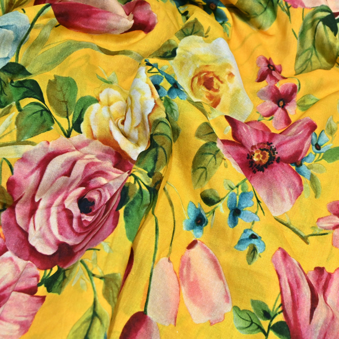 Designer Floral Cotton Digital Print Fabric-Soft Breathable Designer Cotton Fabric SNT165-7
