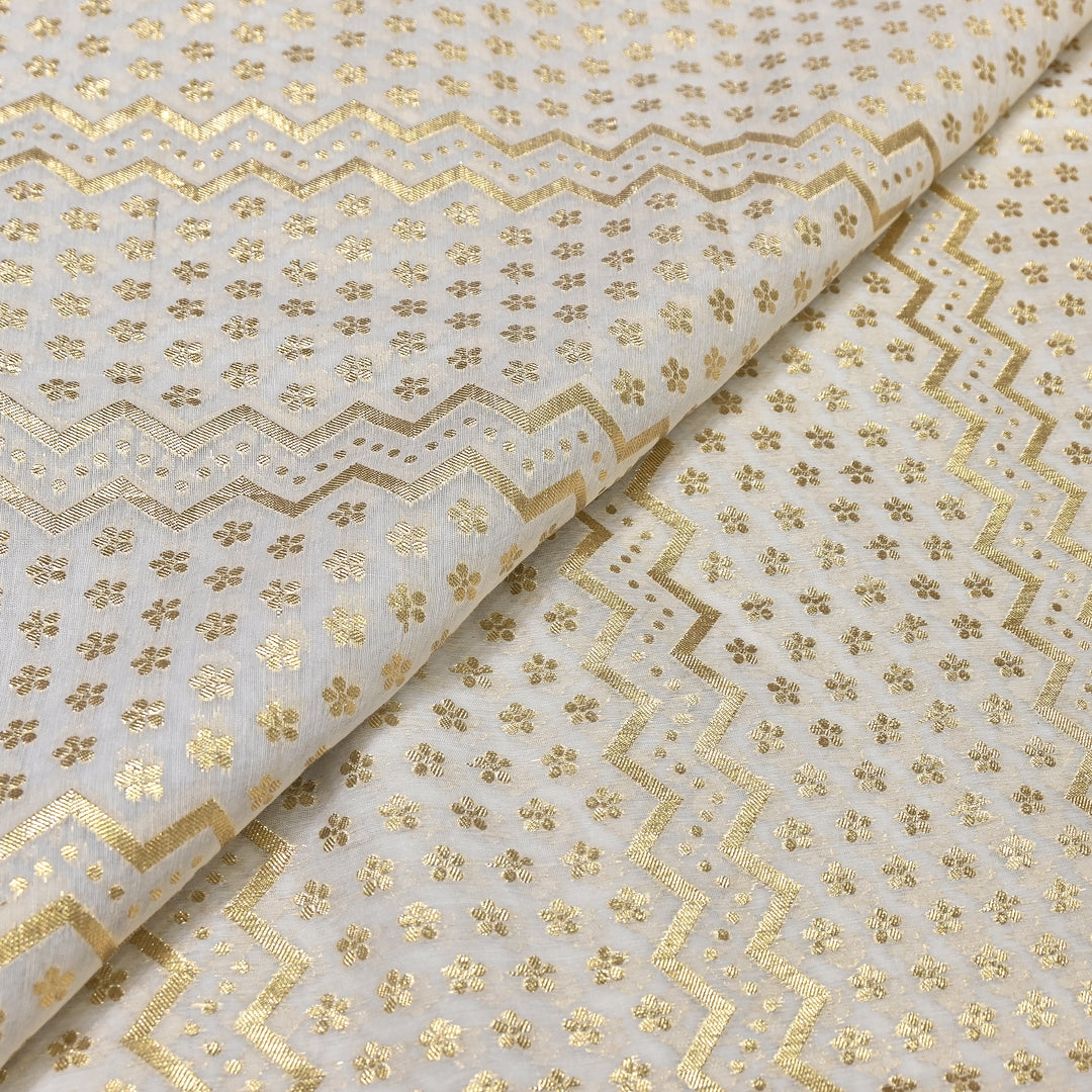 Banarasi Chanderi Gold Zari Fabric 44" – Luxury Ethnic Designer Fabric
