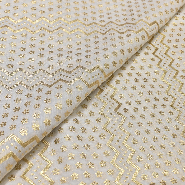 Banarasi Chanderi Gold Zari Fabric 44" – Luxury Ethnic Designer Fabric