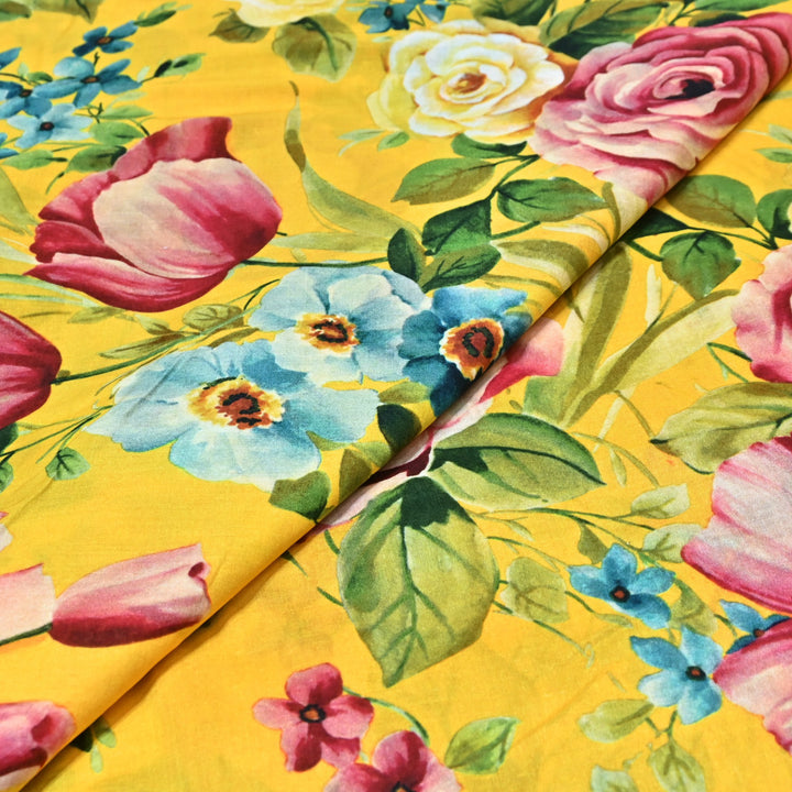 Designer Floral Cotton Digital Print Fabric-Soft Breathable Designer Cotton Fabric SNT165-7