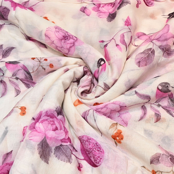 Premium Mul Chanderi Digital Print Fabric – Lightweight Chanderi Fabrics GT0185-9