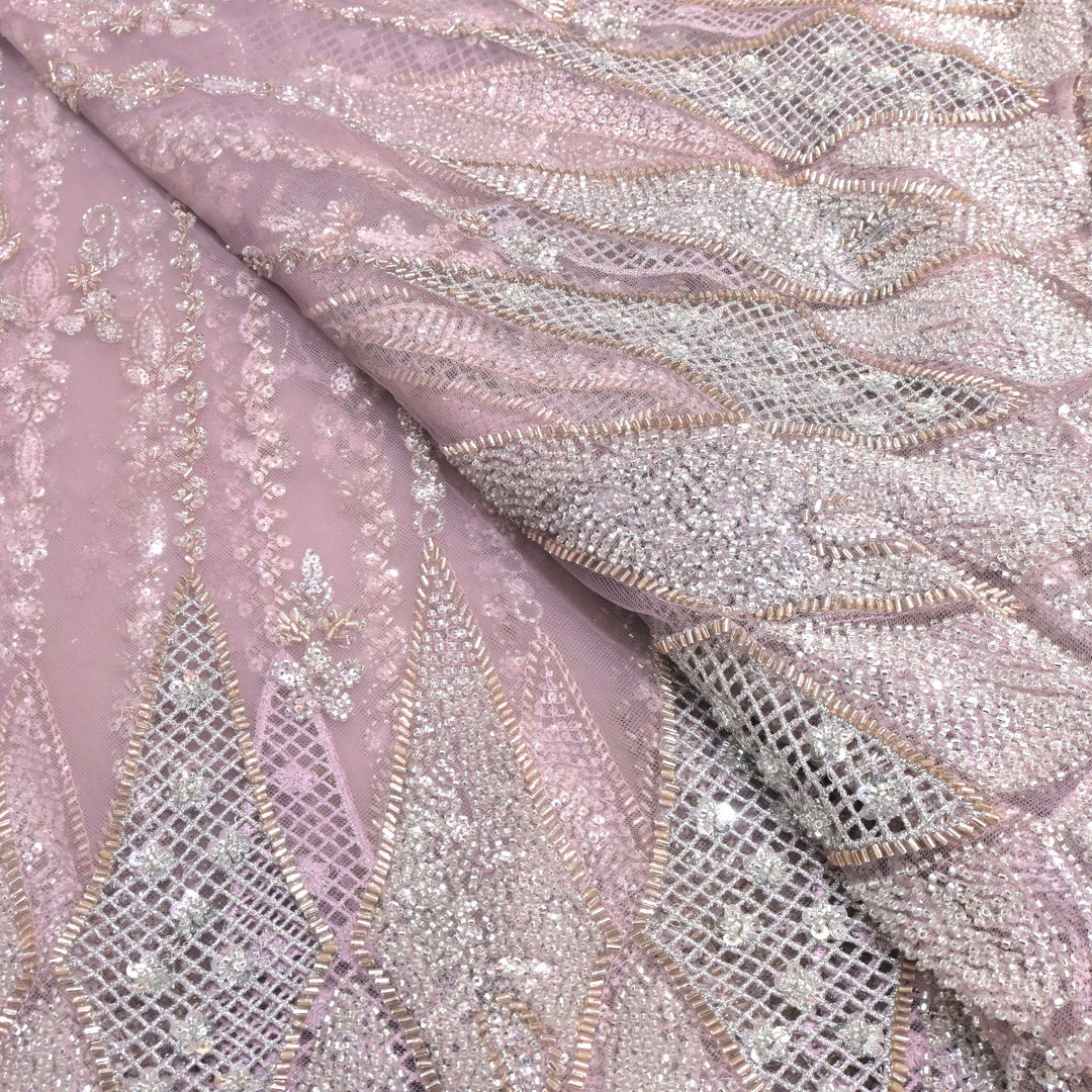 Imported Net Cutdana & Sequins Embroidery Fabric with Heavy Border