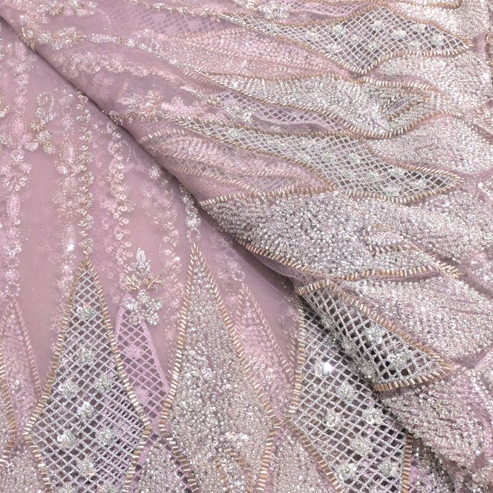 Imported Net Cutdana & Sequins Embroidery Fabric with Heavy Border