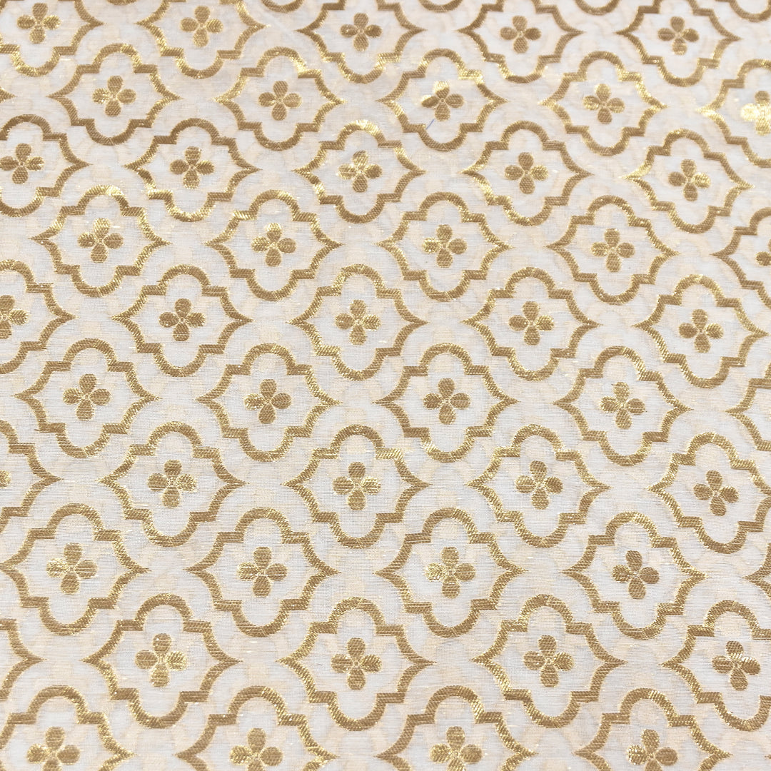 Banarasi Chanderi Gold Zari Fabric 44" – Luxury Ethnic Designer Fabric