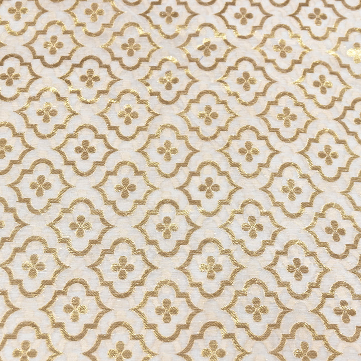 Banarasi Chanderi Gold Zari Fabric 44" – Luxury Ethnic Designer Fabric