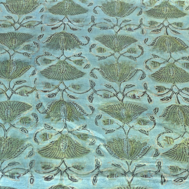Mushrum Satin Vanaspati Print Fabric– Soft Luxury Designer Printed Fabric KK1217-1M
