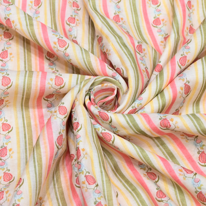 Multi Color Mul Chanderi Digital Print Fabric GT0185-6