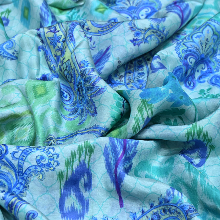 Multicolor Muslin Digital Print Fabric-KTP44-28