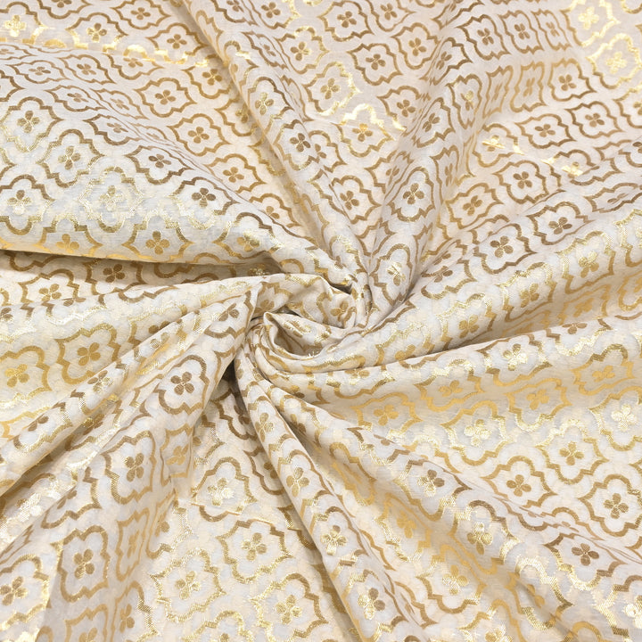 Banarasi Chanderi Gold Zari Fabric 44" – Luxury Ethnic Designer Fabric