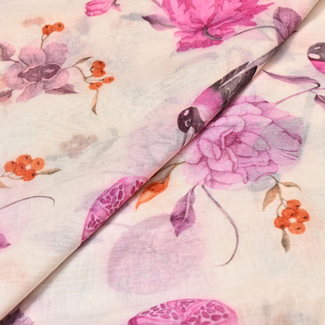 Premium Mul Chanderi Digital Print Fabric – Lightweight Chanderi Fabrics GT0185-9