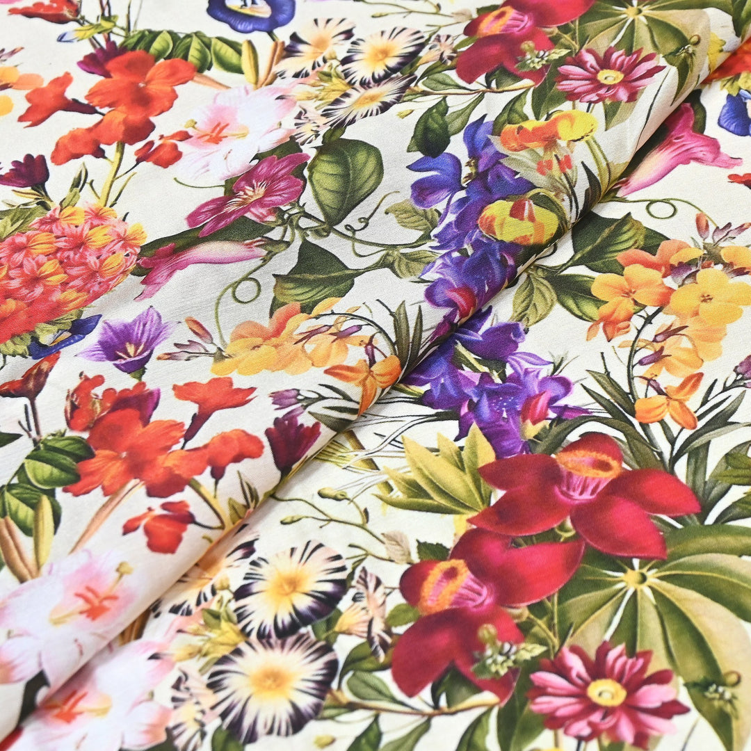 Premium Multicolor Muslin Digital Print Fabric - 000844-6