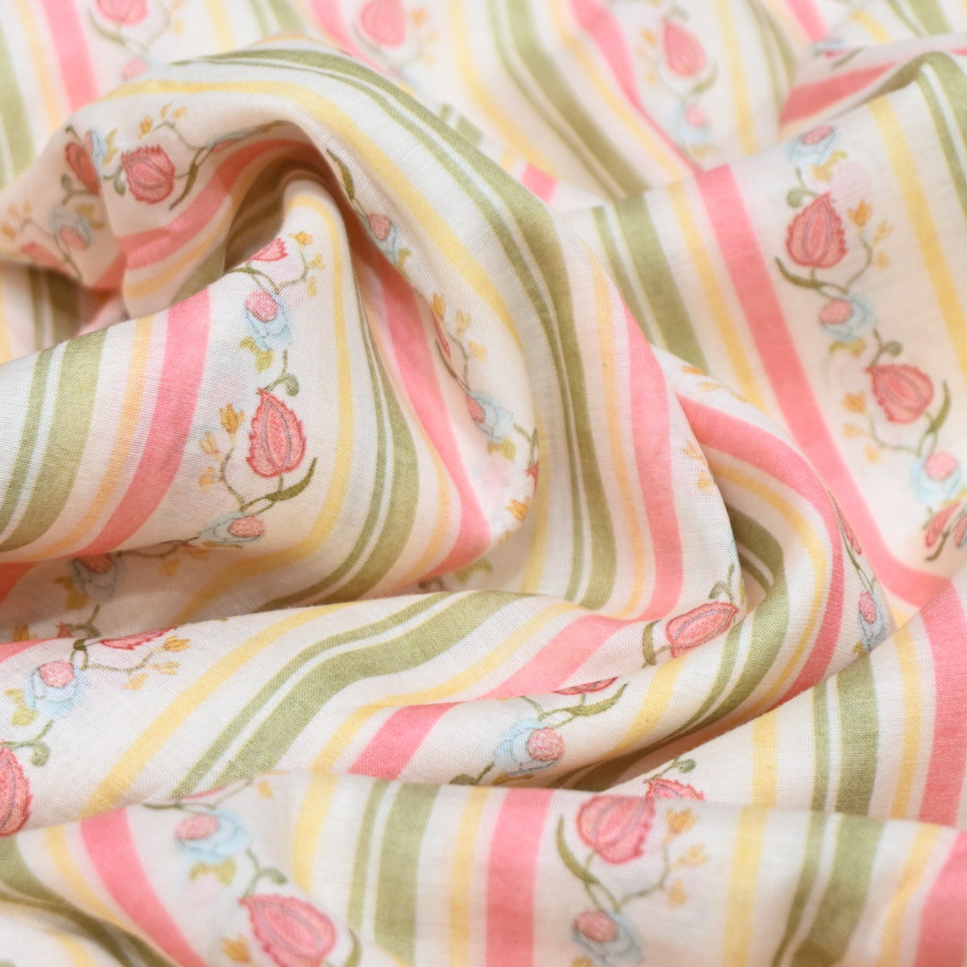 Multi Color Mul Chanderi Digital Print Fabric GT0185-6