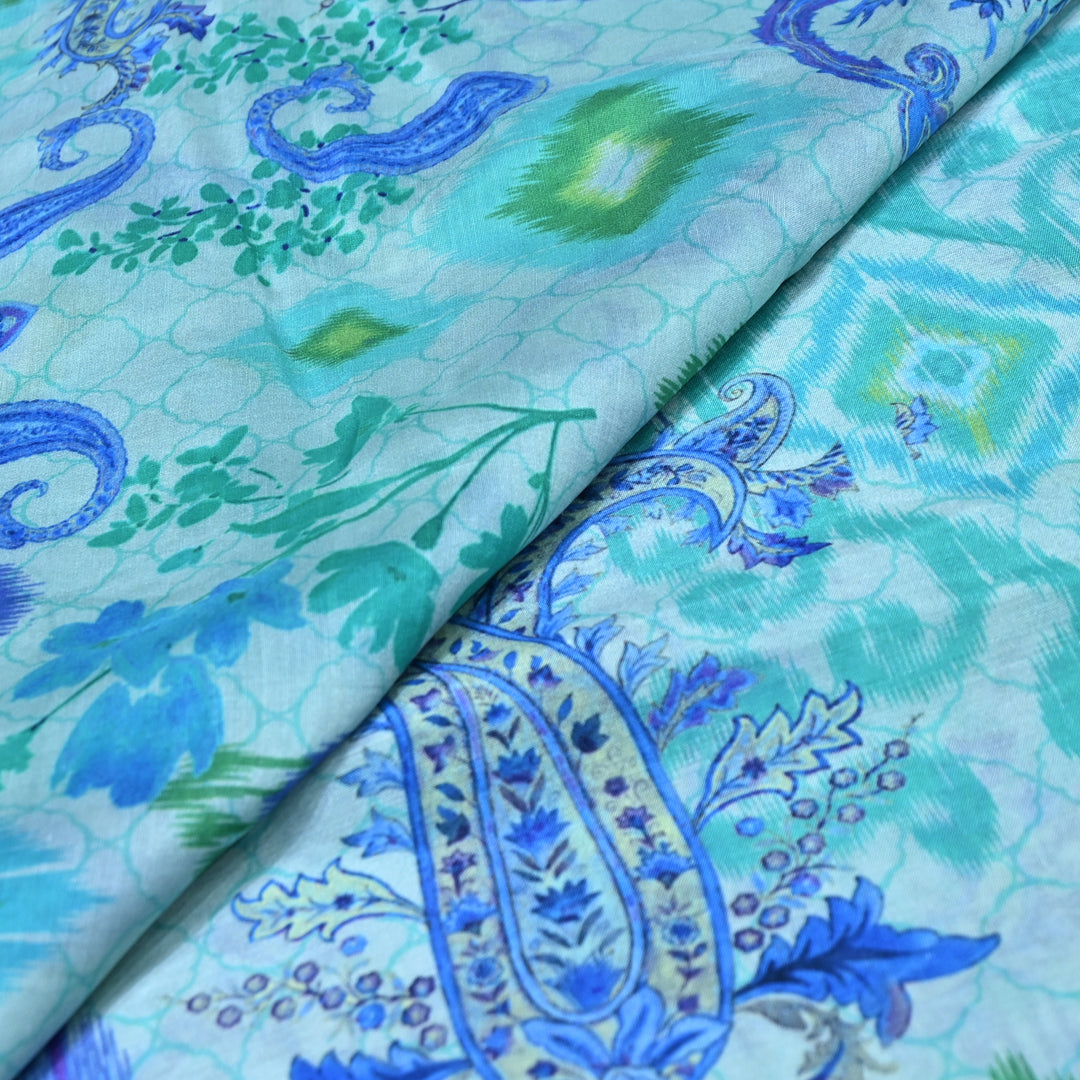 Multicolor Muslin Digital Print Fabric-KTP44-28