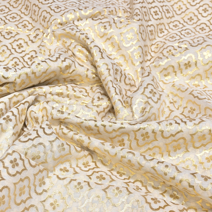 Banarasi Chanderi Gold Zari Fabric 44" – Luxury Ethnic Designer Fabric