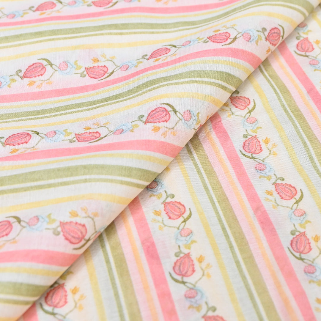 Multi Color Mul Chanderi Digital Print Fabric GT0185-6