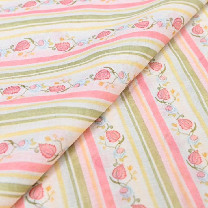 Multi Color Mul Chanderi Digital Print Fabric GT0185-6