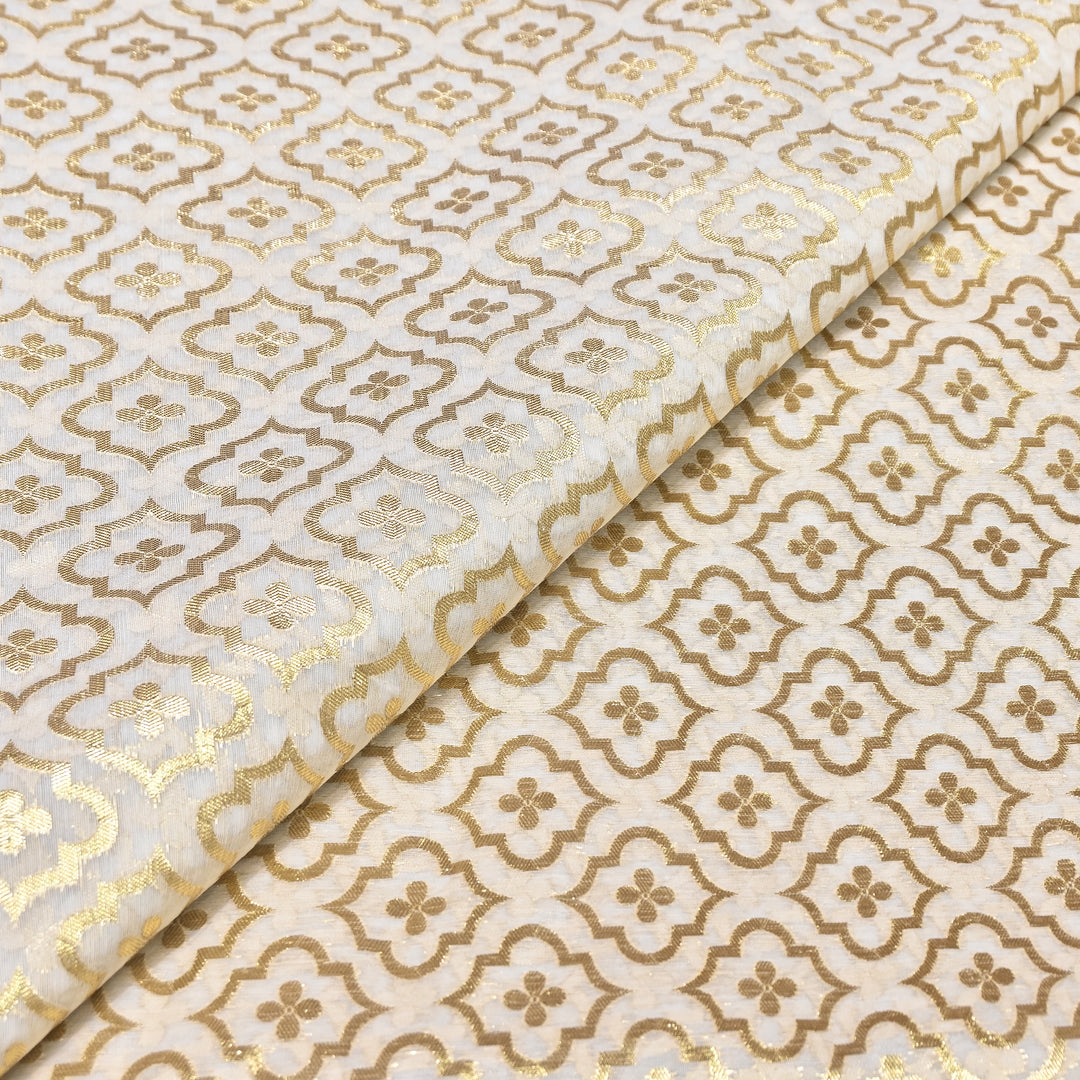 Banarasi Chanderi Gold Zari Fabric 44" – Luxury Ethnic Designer Fabric