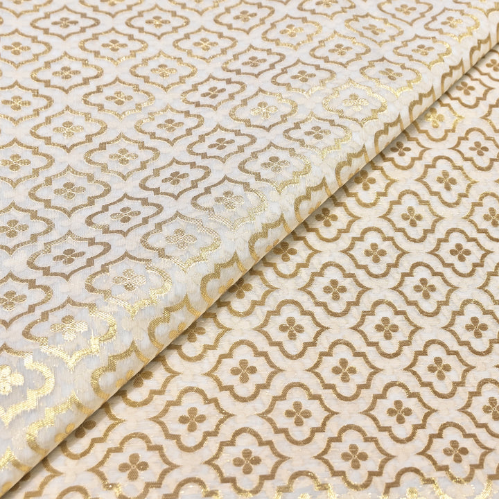 Banarasi Chanderi Gold Zari Fabric 44" – Luxury Ethnic Designer Fabric