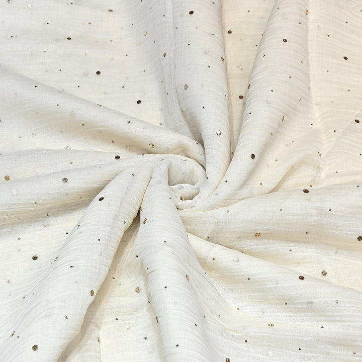 Dyeable 40 GM Silk Chanderi Handwork Mukaish Fabric